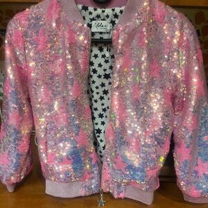 Lola + The Boys Pink and Blue Sequin Star Jacket